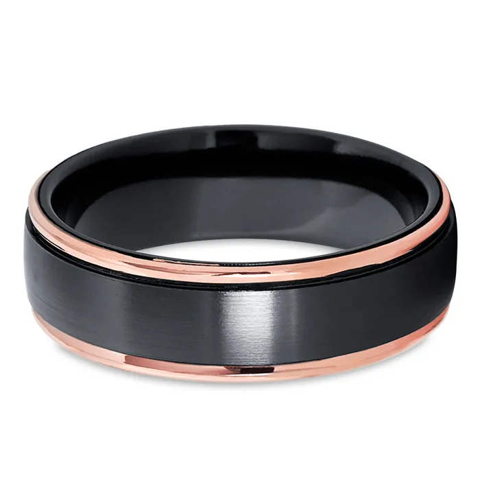 Black Zirconium Wedding Ring Rose Gold Wedding Ring Black Zirconium Ring 14k Clean Casting Jewelry Rings