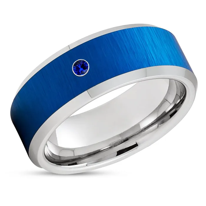 Blue Tungsten Wedding Ring Silver Tungsten Ring Silver Tungsten Ring Blue Sapphire Clean Casting Jewelry Rings Blue Tungsten Wedding Ring Silver Tungsten Ring Silver Tungsten Ring Blue Sapphire Clean Casting Jewelry Rings