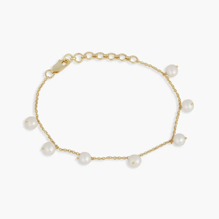 Bracelets Evelyn Pearl Chain Gold Plated Silver Bracelet SILVER