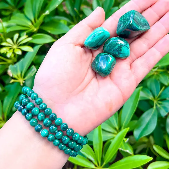 Bracelets Genuine Malachite Stone Bead Bracelet Magic Crystals