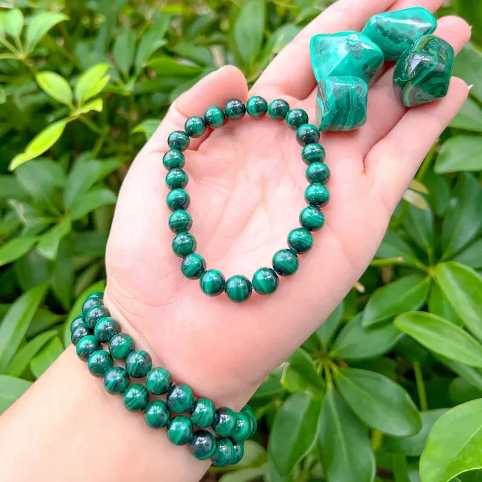 Bracelets Genuine Malachite Stone Bead Bracelet Magic Crystals