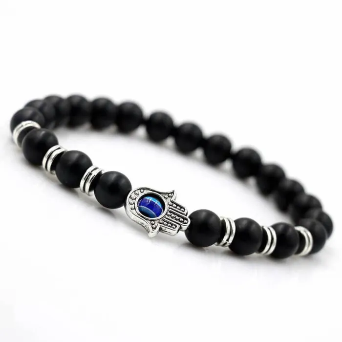 Bracelets Magic Crystals Black Onyx Matte Stone Hamsa Bracelet