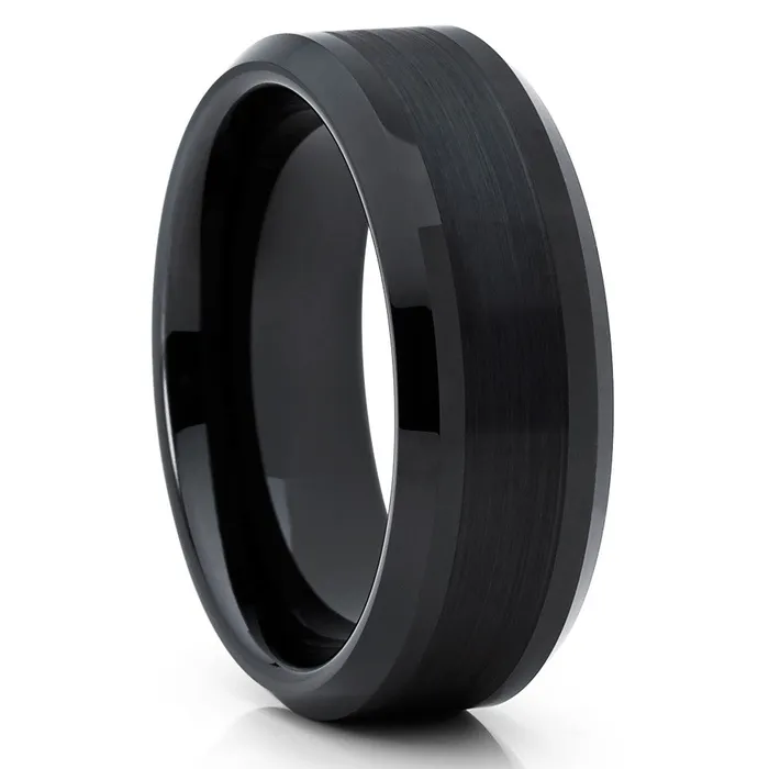 Clean Casting Jewelry Black Wedding Ring Black Tungsten Ring Tungsten Carbide Ring Black Ring Rings