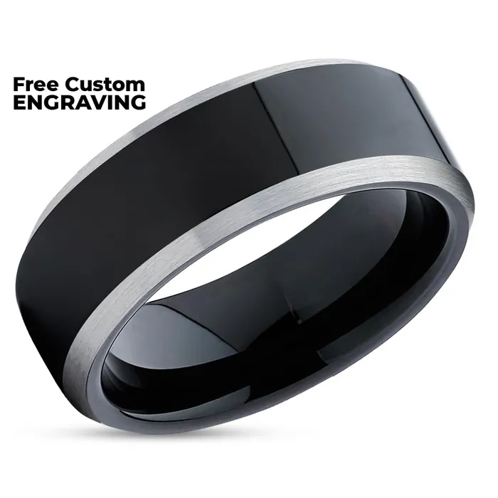 Clean Casting Jewelry Black Wedding Ring Shiny Wedding Ring Black Tungsten Wedding Band Tungsten Band Rings