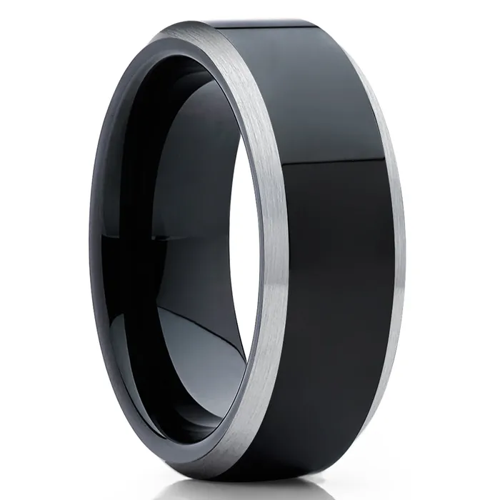 Clean Casting Jewelry Black Wedding Ring Shiny Wedding Ring Black Tungsten Wedding Band Tungsten Band Rings