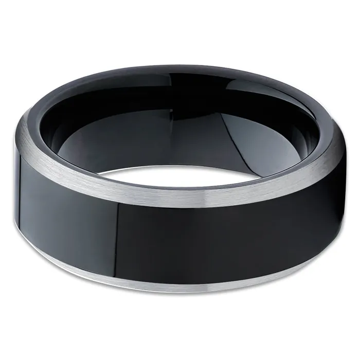 Clean Casting Jewelry Black Wedding Ring Shiny Wedding Ring Black Tungsten Wedding Band Tungsten Band Rings