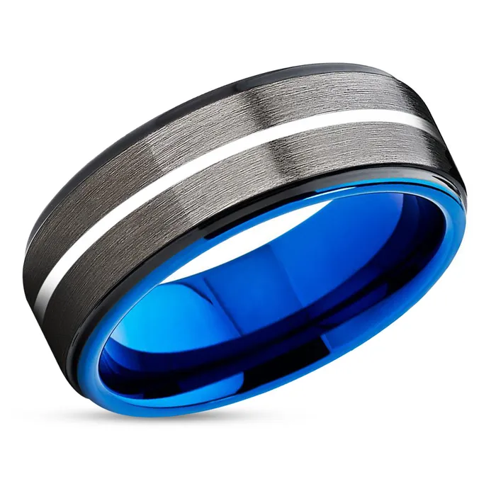 Clean Casting Jewelry Blue Ring Gunmetal Wedding Ring Blue Tungsten Ring Wedding Band Black Ring Rings Clean Casting Jewelry Blue Ring Gunmetal Wedding Ring Blue Tungsten Ring Wedding Band Black Ring Rings