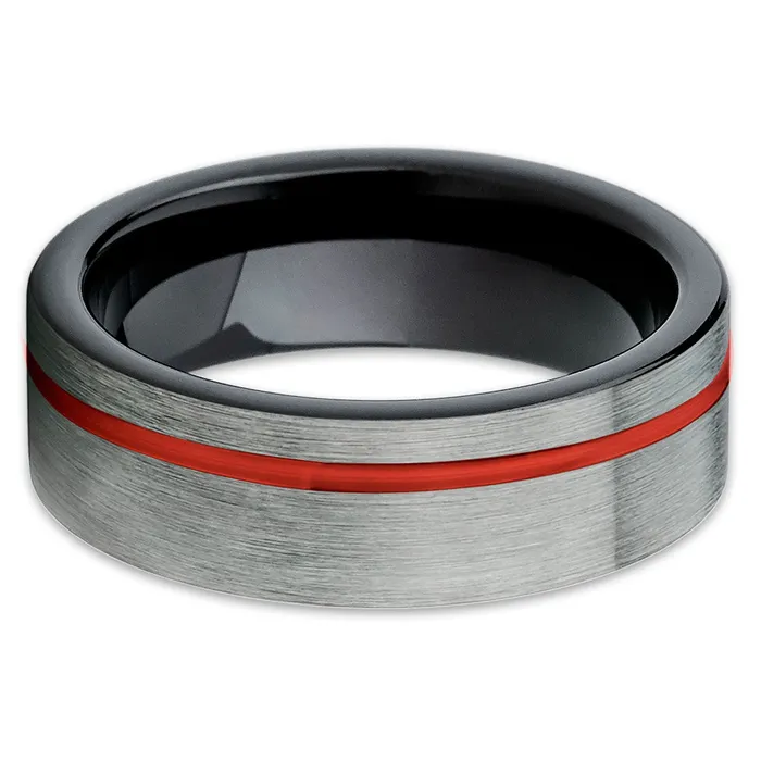 Clean Casting Jewelry Rings Black Tungsten Ring Red Wedding Band Tungsten Wedding Ring Red Wedding Ring