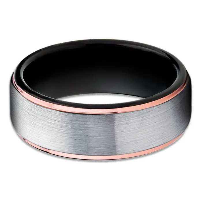 Clean Casting Jewelry Rings Black Tungsten Wedding Band Black Tungsten Ring Rose Gold Tungsten Carbide Ring