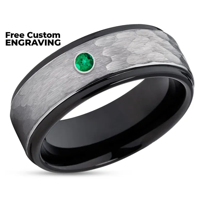 Clean Casting Jewelry Rings Black Tungsten Wedding Ring Emerald Wedding Ring Black Wedding Ring Mans Ring