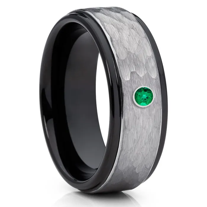 Clean Casting Jewelry Rings Black Tungsten Wedding Ring Emerald Wedding Ring Black Wedding Ring Mans Ring