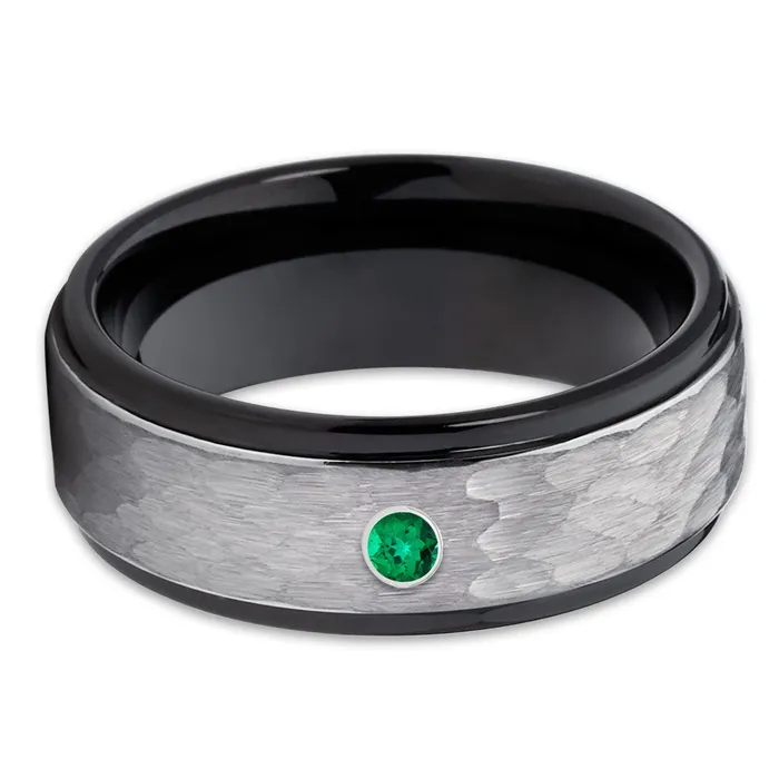 Clean Casting Jewelry Rings Black Tungsten Wedding Ring Emerald Wedding Ring Black Wedding Ring Mans Ring