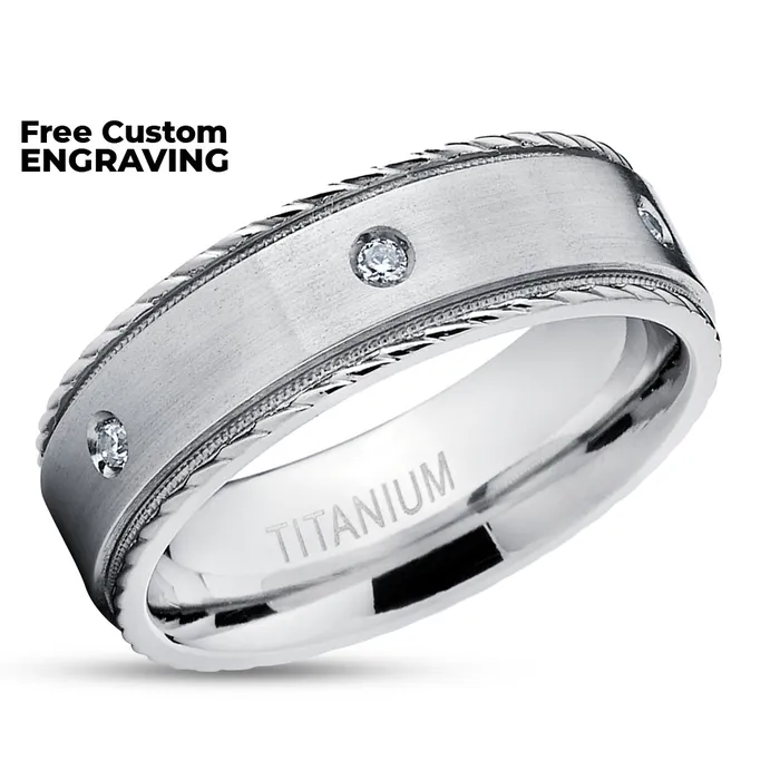 Clean Casting Jewelry Rings Diamond Wedding Band Titanium Wedding Ring Wedding Ring Engagement Ring Titanium