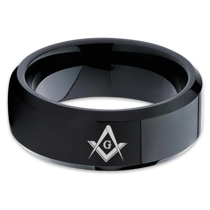 Clean Casting Jewelry Rings Masonic Wedding Ring Masonic Ring Black Tungsten Ring Tungsten Wedding Ring