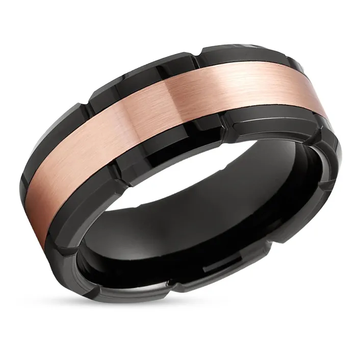 Clean Casting Jewelry Rings Mens Tungsten Wedding Ring Rose Gold Tungsten Band Black Tungsten Ring 8mm