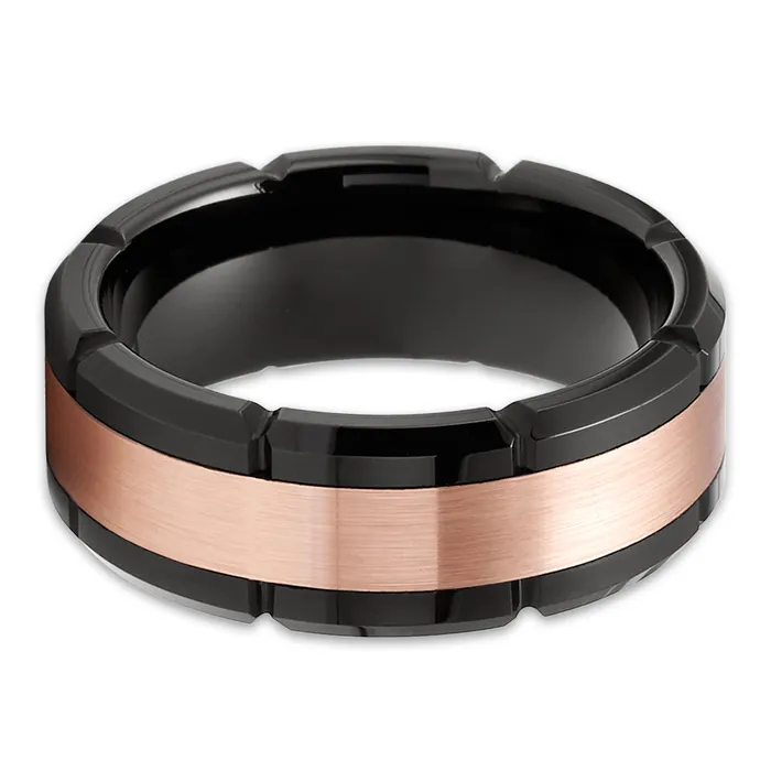 Clean Casting Jewelry Rings Mens Tungsten Wedding Ring Rose Gold Tungsten Band Black Tungsten Ring 8mm