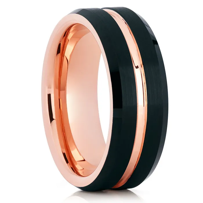 Clean Casting Jewelry Rings Rose Gold Tungsten Ring Black Tungsten Ring Unisex Tungsten Carbide Black Ring