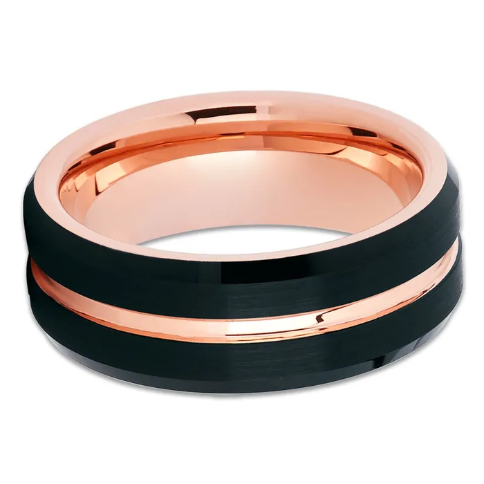 Clean Casting Jewelry Rings Rose Gold Tungsten Ring Black Tungsten Ring Unisex Tungsten Carbide Black Ring