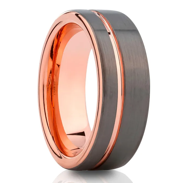 Clean Casting Jewelry Rings Rose Gold Tungsten Wedding Band Rose Gold Wedding Ring Gunmetal Ring 18k Rose Gold