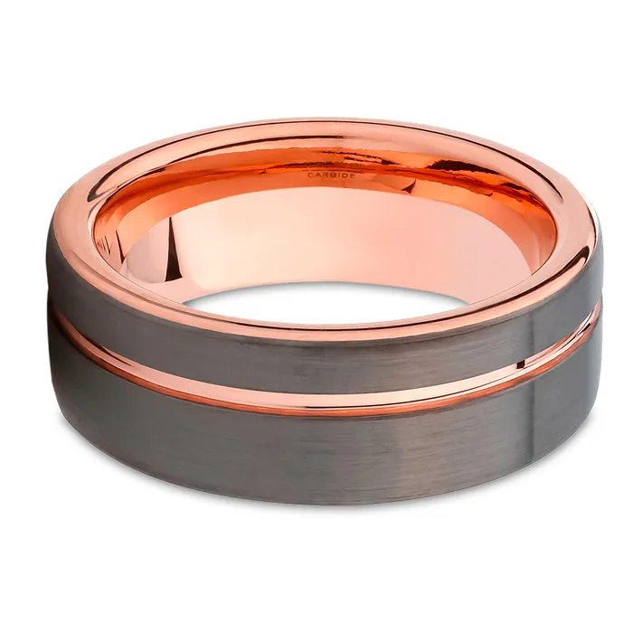 Clean Casting Jewelry Rings Rose Gold Tungsten Wedding Band Rose Gold Wedding Ring Gunmetal Ring 18k Rose Gold