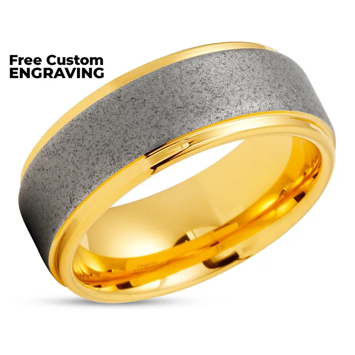 Clean Casting Jewelry Rings Yellow Gold Wedding Band Tungsten Carbide Wedding Ring Yellow Gold Wedding Ring Band