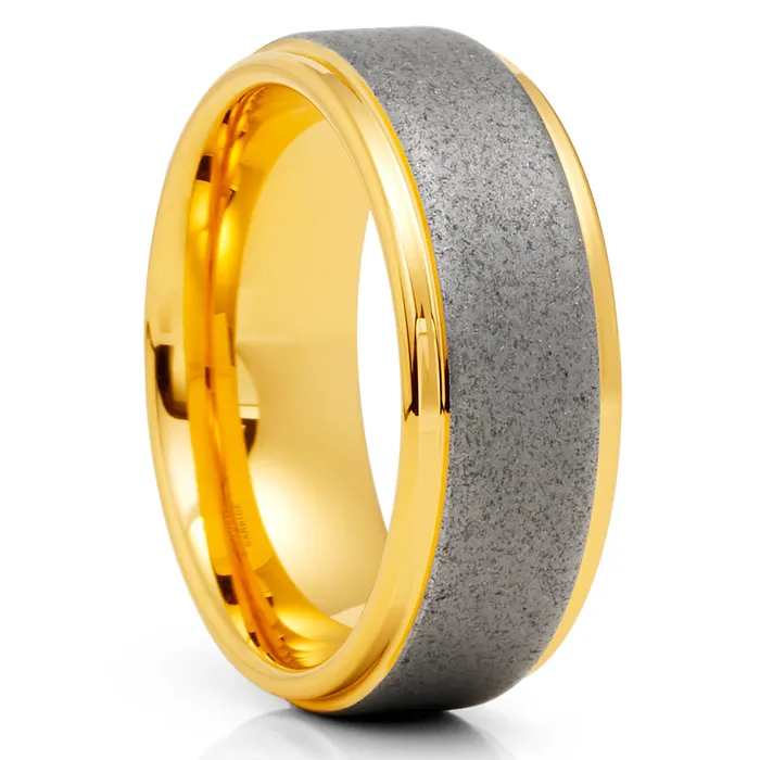 Clean Casting Jewelry Rings Yellow Gold Wedding Band Tungsten Carbide Wedding Ring Yellow Gold Wedding Ring Band