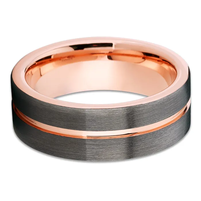 Clean Casting Jewelry Rose Gold Tungsten Ring Gray Tungsten Ring Rose Gold Tungsten Band Rings