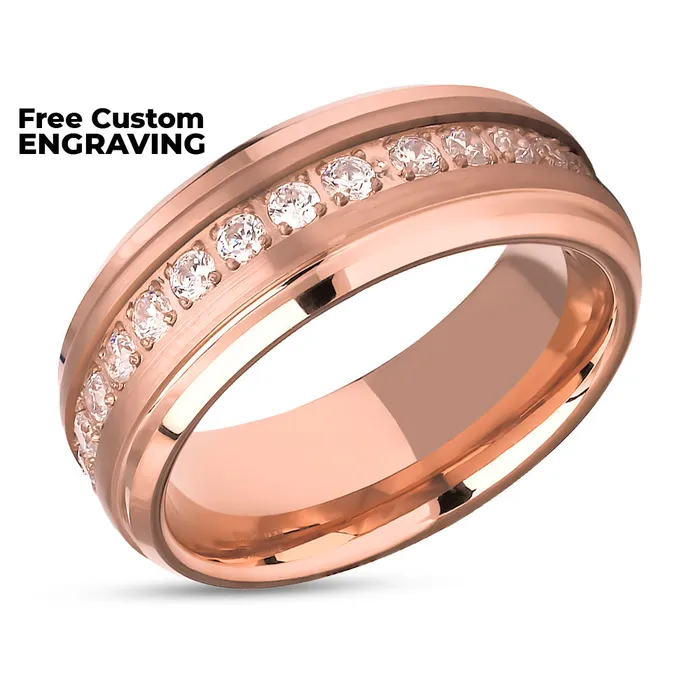 Clean Casting Jewelry Rose Gold Wedding Ring Rose Gold Tungsten Ring 8mm Wedding Ring Mans Wedding Ring Rings
