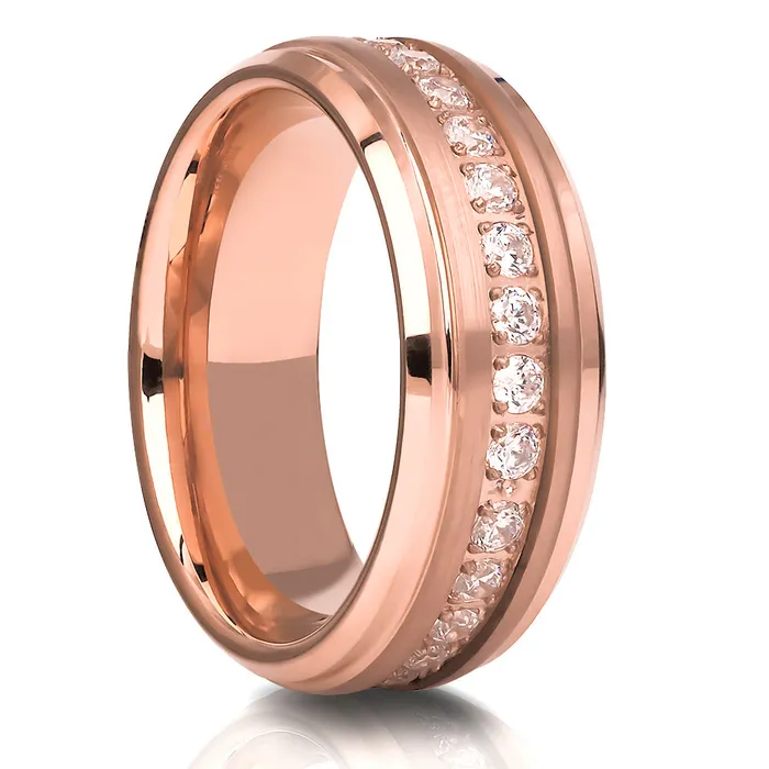 Clean Casting Jewelry Rose Gold Wedding Ring Rose Gold Tungsten Ring 8mm Wedding Ring Mans Wedding Ring Rings