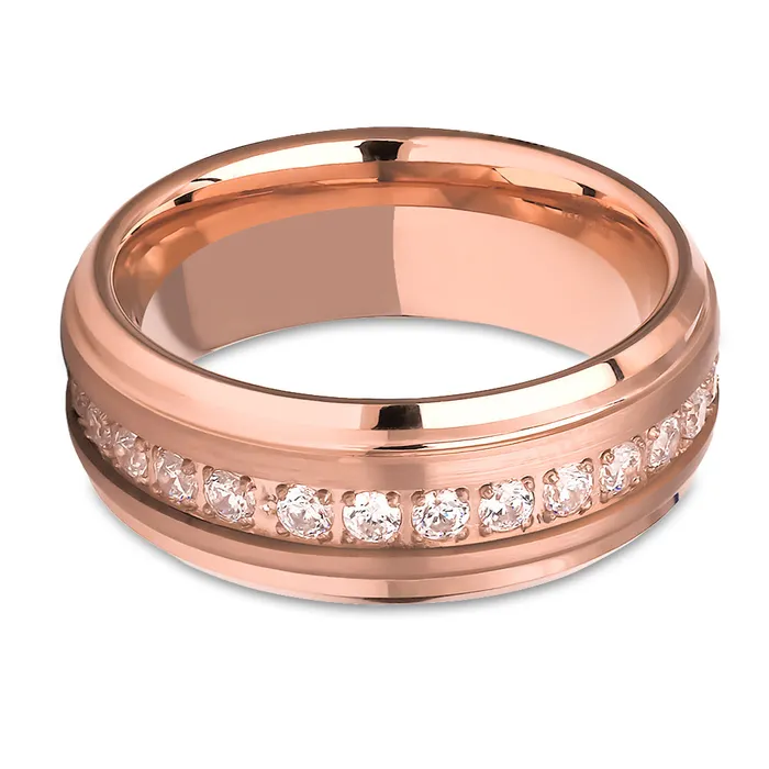 Clean Casting Jewelry Rose Gold Wedding Ring Rose Gold Tungsten Ring 8mm Wedding Ring Mans Wedding Ring Rings