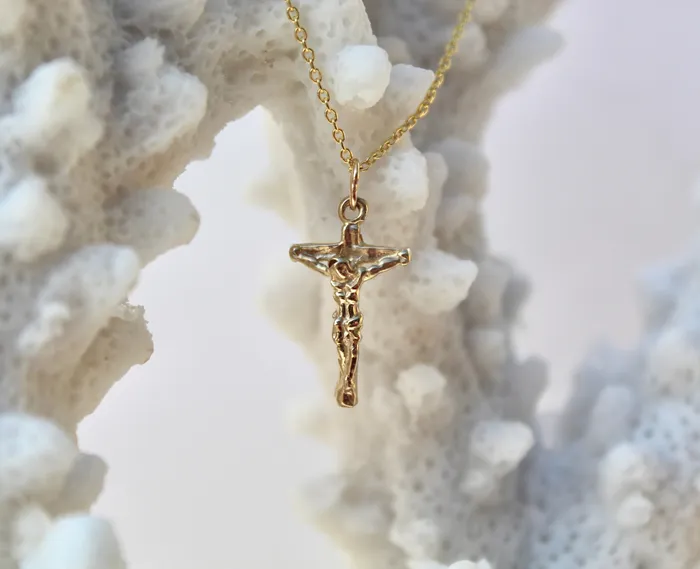 Crucifix Necklace in 14k Gold TheLittleCatholic Necklaces