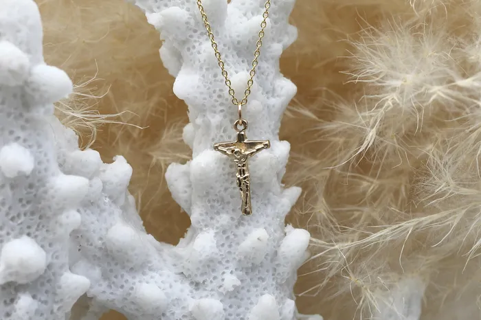 Crucifix Necklace in 14k Gold TheLittleCatholic Necklaces