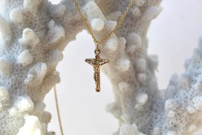Crucifix Necklace in 14k Gold TheLittleCatholic Necklaces