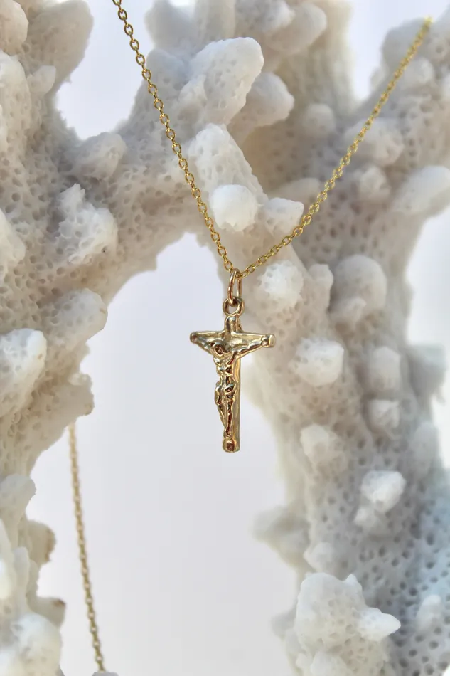 Crucifix Necklace in 14k Gold TheLittleCatholic Necklaces
