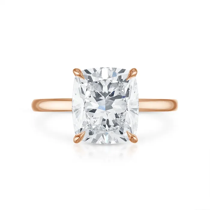 Cushion Cut Solitaire with Pave Bezel Engagement Ring SG Bridal Rings
