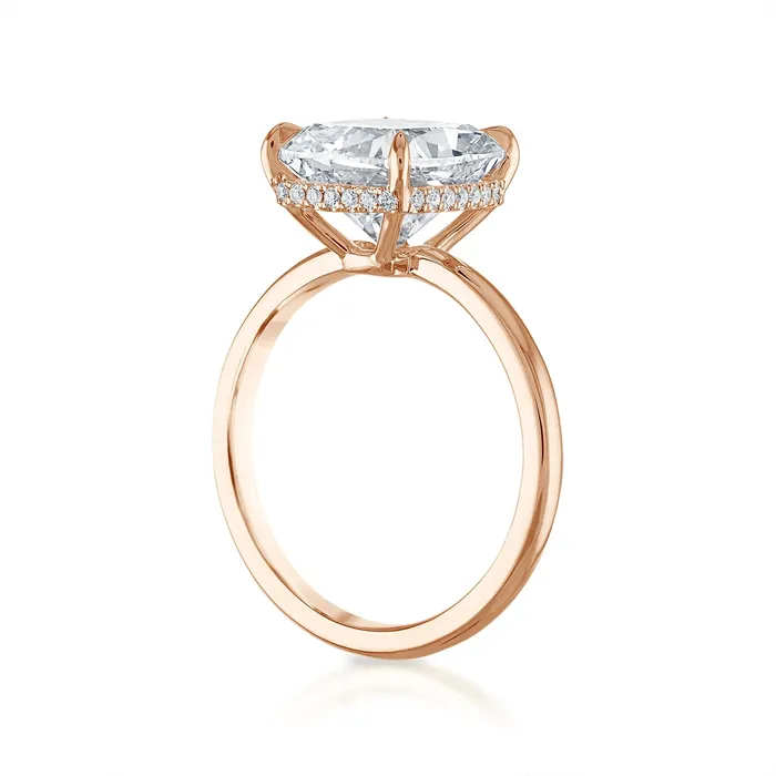 Cushion Cut Solitaire with Pave Bezel Engagement Ring SG Bridal Rings