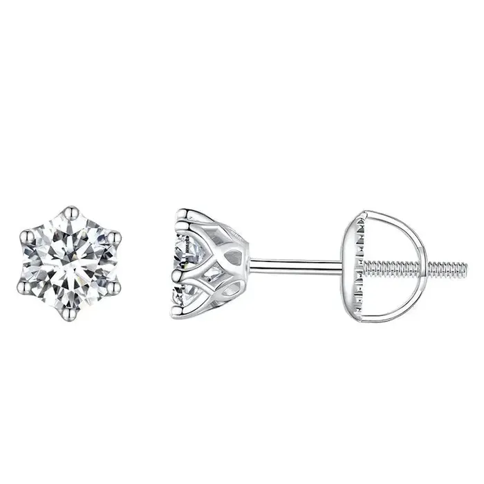 Earrings Luxus Moissanite Platinum Plated Silver Moissanite Stud Earrings 1CTW 2CTW or 4CTW Earrings Luxus Moissanite Platinum Plated Silver Moissanite Stud Earrings 1CTW 2CTW or 4CTW