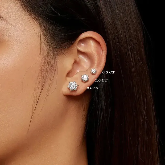 Earrings Luxus Moissanite Platinum Plated Silver Moissanite Stud Earrings 1CTW 2CTW or 4CTW