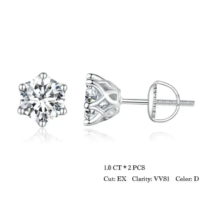 Earrings Luxus Moissanite Platinum Plated Silver Moissanite Stud Earrings 1CTW 2CTW or 4CTW