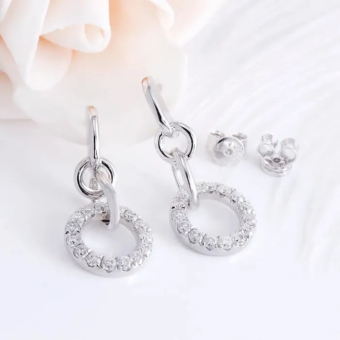Earrings Luxus Moissanite Rings Jewelry Platinum Plated Silver Drop Dangle Earrings Moissanite 1ctw
