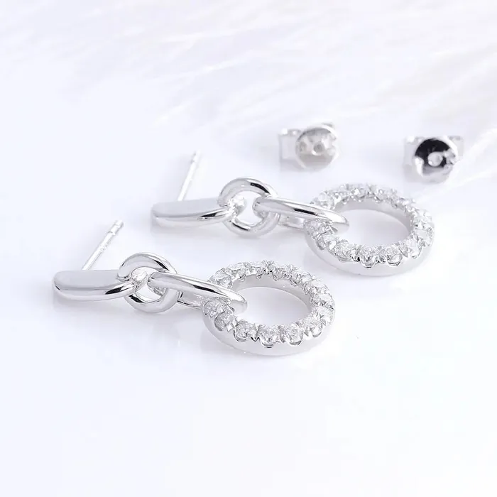 Earrings Luxus Moissanite Rings Jewelry Platinum Plated Silver Drop Dangle Earrings Moissanite 1ctw