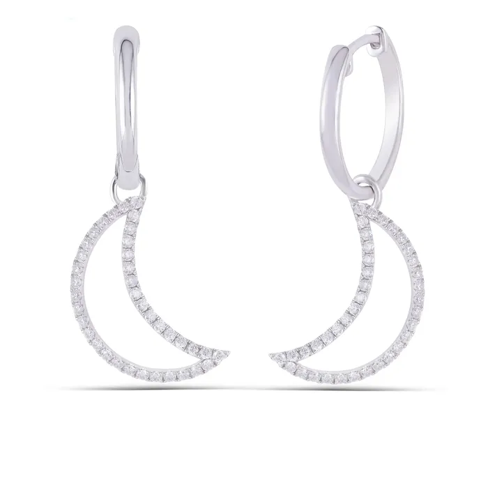 Earrings Luxus Moissanite Rings Jewelry Platinum Plated Silver Moon Shaped Moissanite Earrings 26ctw Earrings Luxus Moissanite Rings Jewelry Platinum Plated Silver Moon Shaped Moissanite Earrings 26ctw