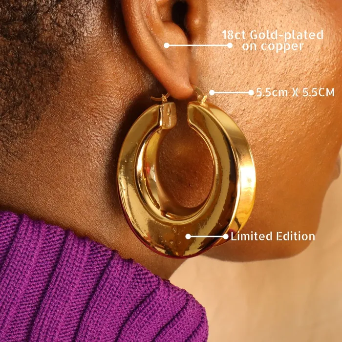 Earrings Omolola Jewellery Tyra 18ct gold plated on copper Hoop Earrings