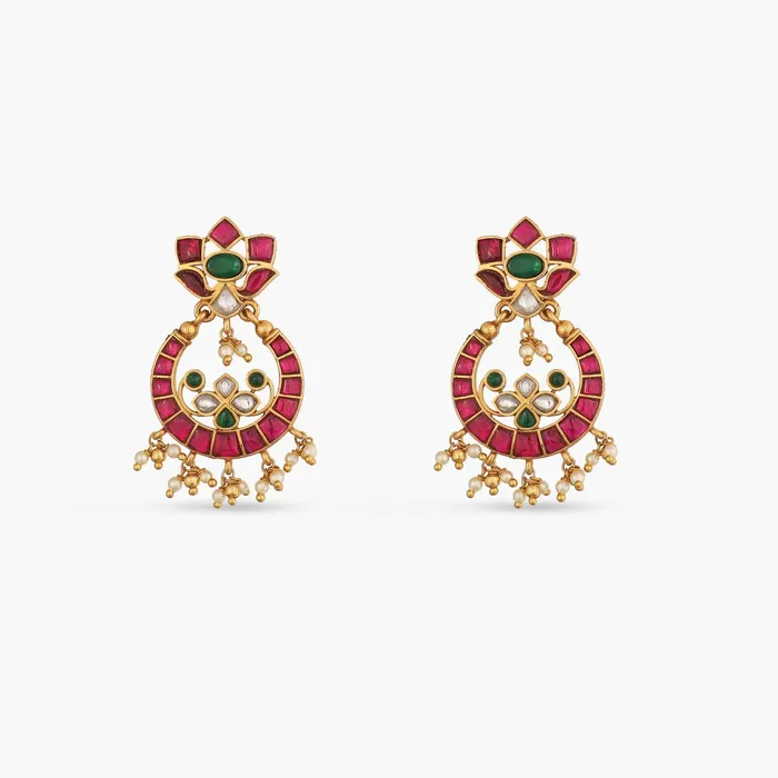 Earrings SILVER Pushpa Kempu Jadau Silver Chandbali Earrings