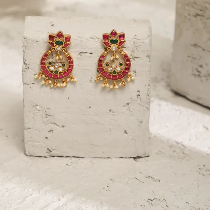 Earrings SILVER Pushpa Kempu Jadau Silver Chandbali Earrings