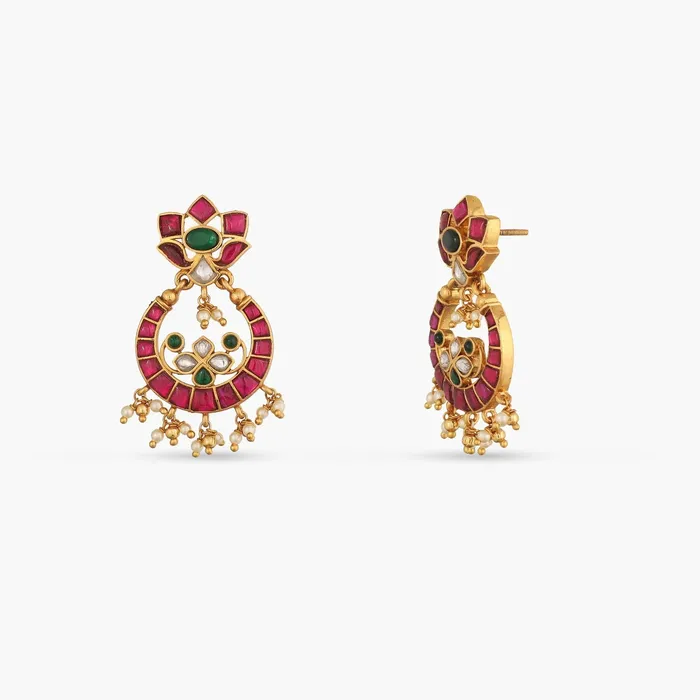 Earrings SILVER Pushpa Kempu Jadau Silver Chandbali Earrings