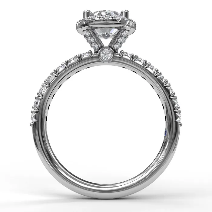 FANA Classic Diamond Halo Engagement Ring Setting with a Gorgeous Side Profile International Diamond Center Rings