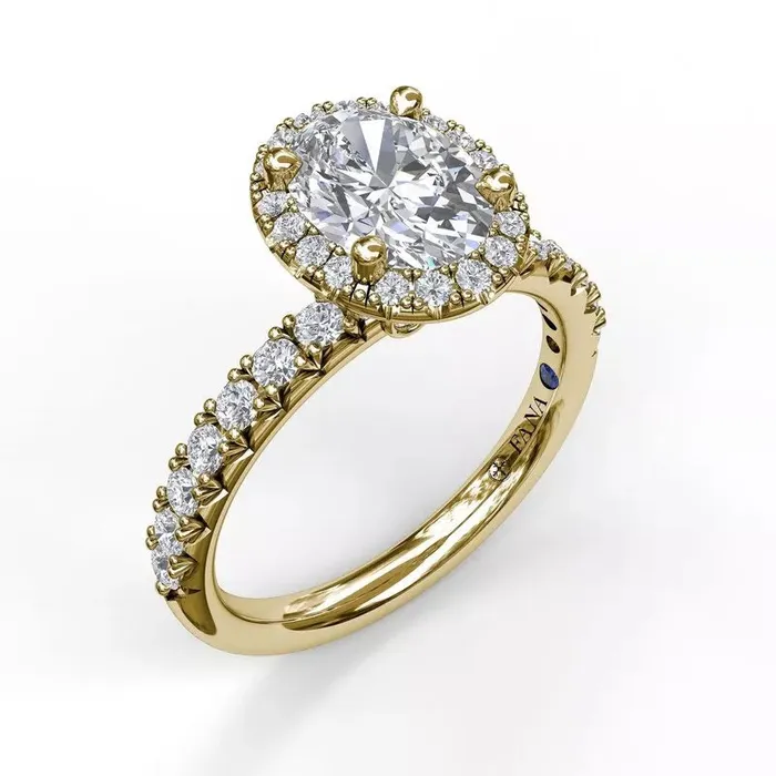 FANA Classic Diamond Halo Engagement Ring Setting with a Gorgeous Side Profile International Diamond Center Rings