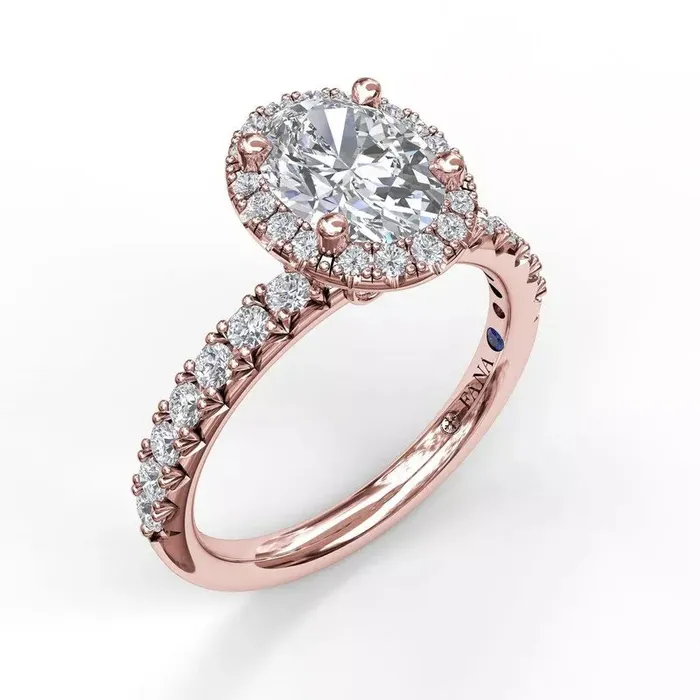 FANA Classic Diamond Halo Engagement Ring Setting with a Gorgeous Side Profile International Diamond Center Rings