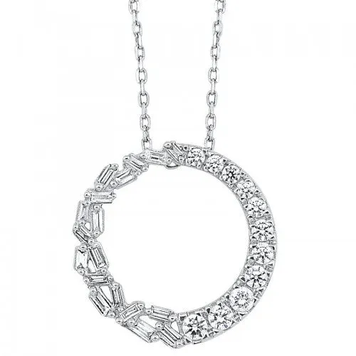 Gems One 14K White Gold Diamond Circle Shaped Necklace 037 ctw Necklaces